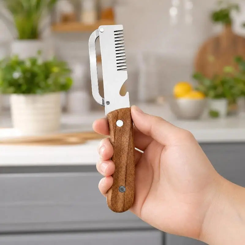 3-in-1 Stainless Steel Serrated Vegetable Peeler Wooden Handle Slicer Qme Default Title