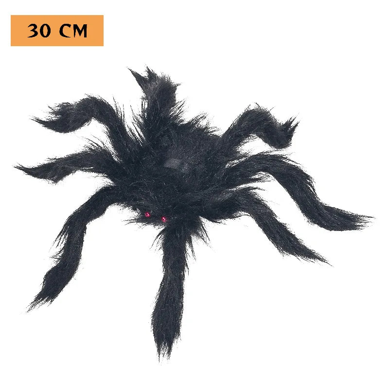 Big Plush Spider Halloween Decoration Scary Lifelike Plush Spider Cobweb Ghost Festival Prop Haunted House Garden Party Decor Qme 30cm