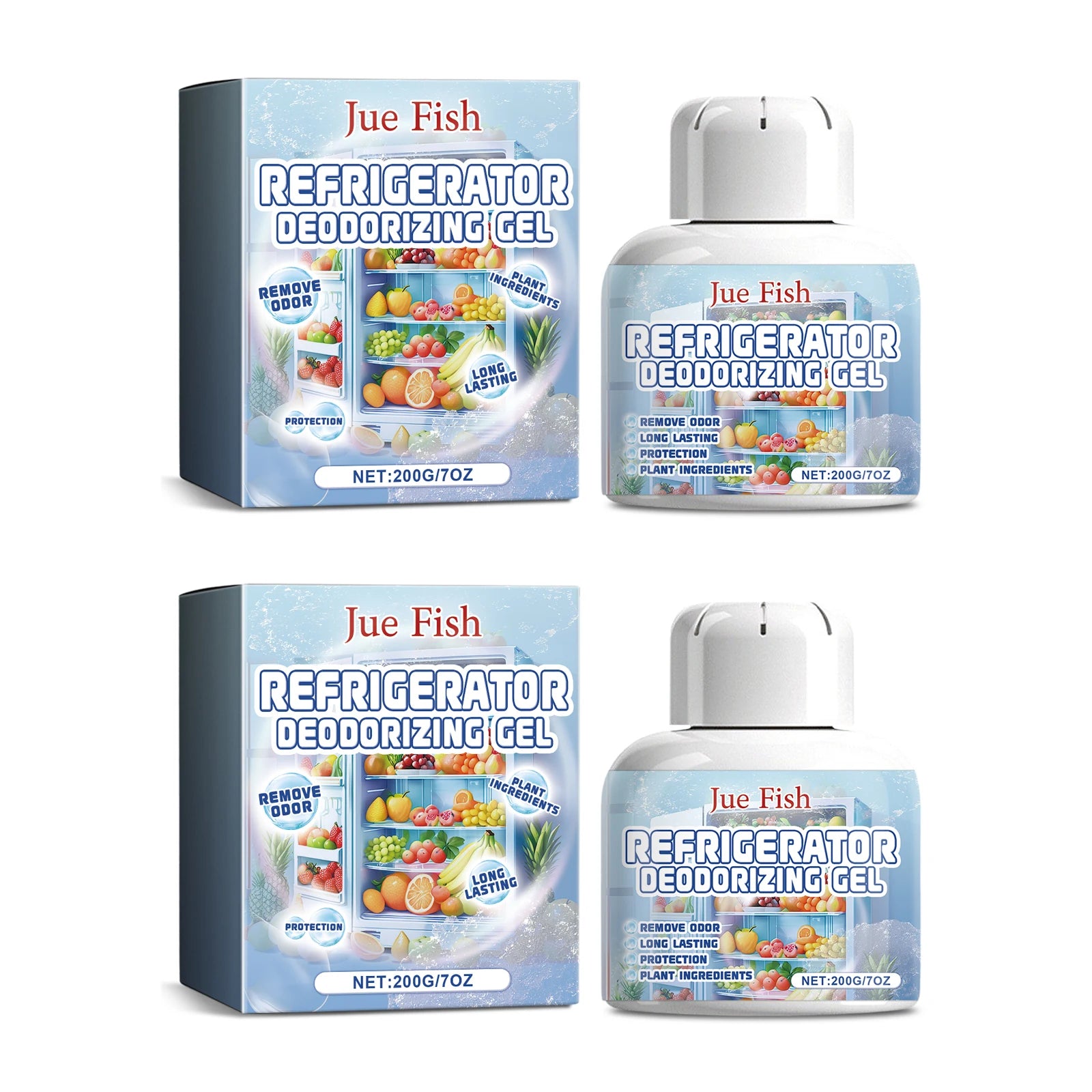 Refrigerator Deodorizer Gel Quickly Removing Odors Keep Refrigerator Freshening Long-Term Protection Household Fridge Deodorant Qme 2 X 200g Boxed