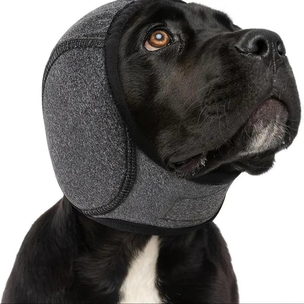 Dog Noise Reduction, Sound Insulation, Ear Muffs, Swimming Waterproof Headgear, Dog Emotional Soothing Headgear Qme grey L