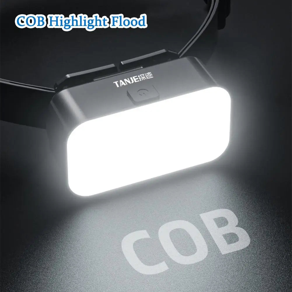Floodlight LED Headlamp USB Rechargeable COB LED Headlight Fishing Flashlight Night Torch Emergency EDC Working Qme