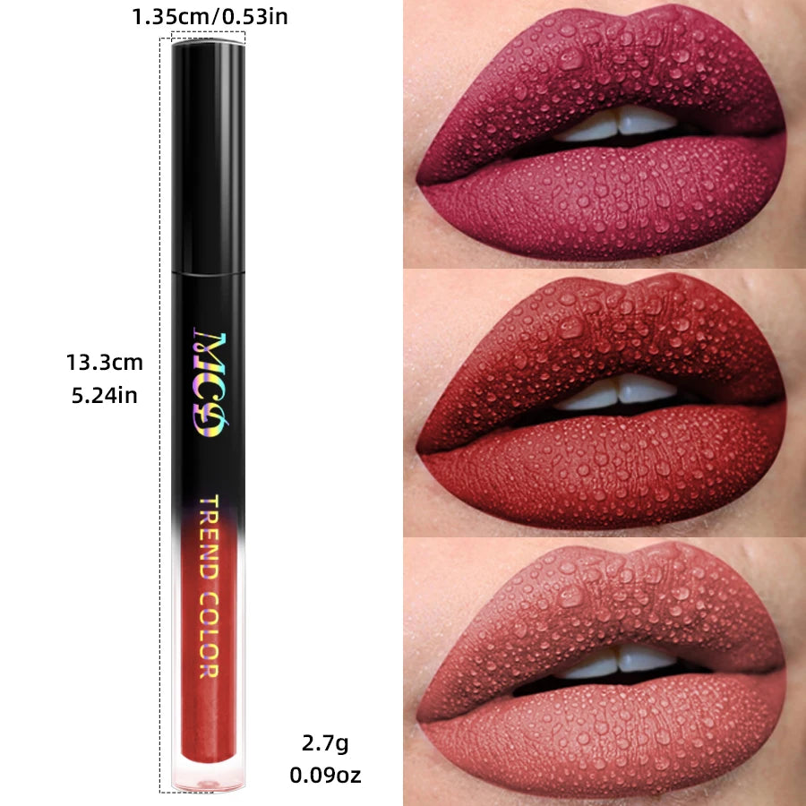 19 Colors Matte Velvet Lip Gloss Waterproof Liquid Lipstick Nude Qme