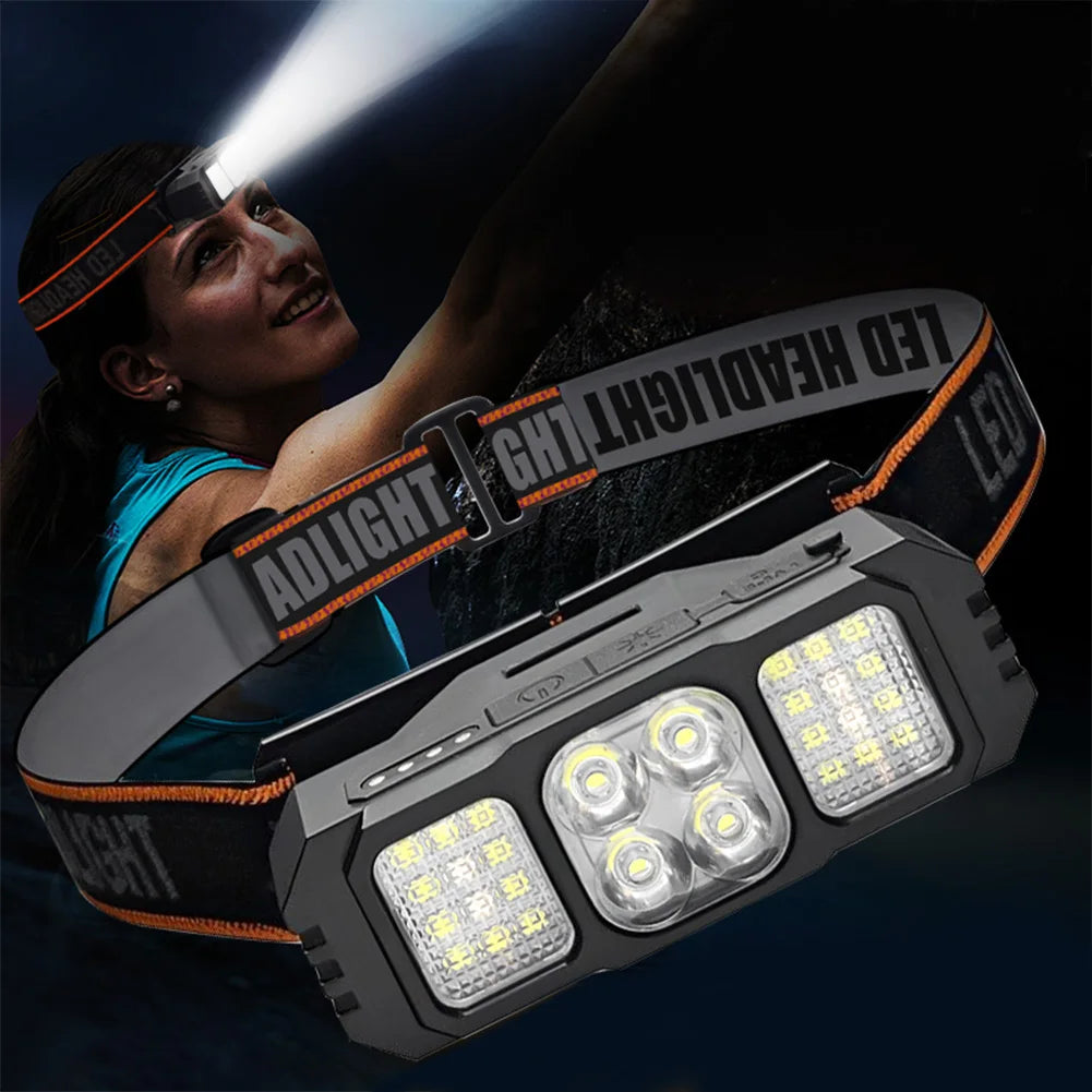 LED Headlamp Rechargeable Flashlight Waterproof Head Lamp for Outdoor Hunting Hiking Camping Gear Qme