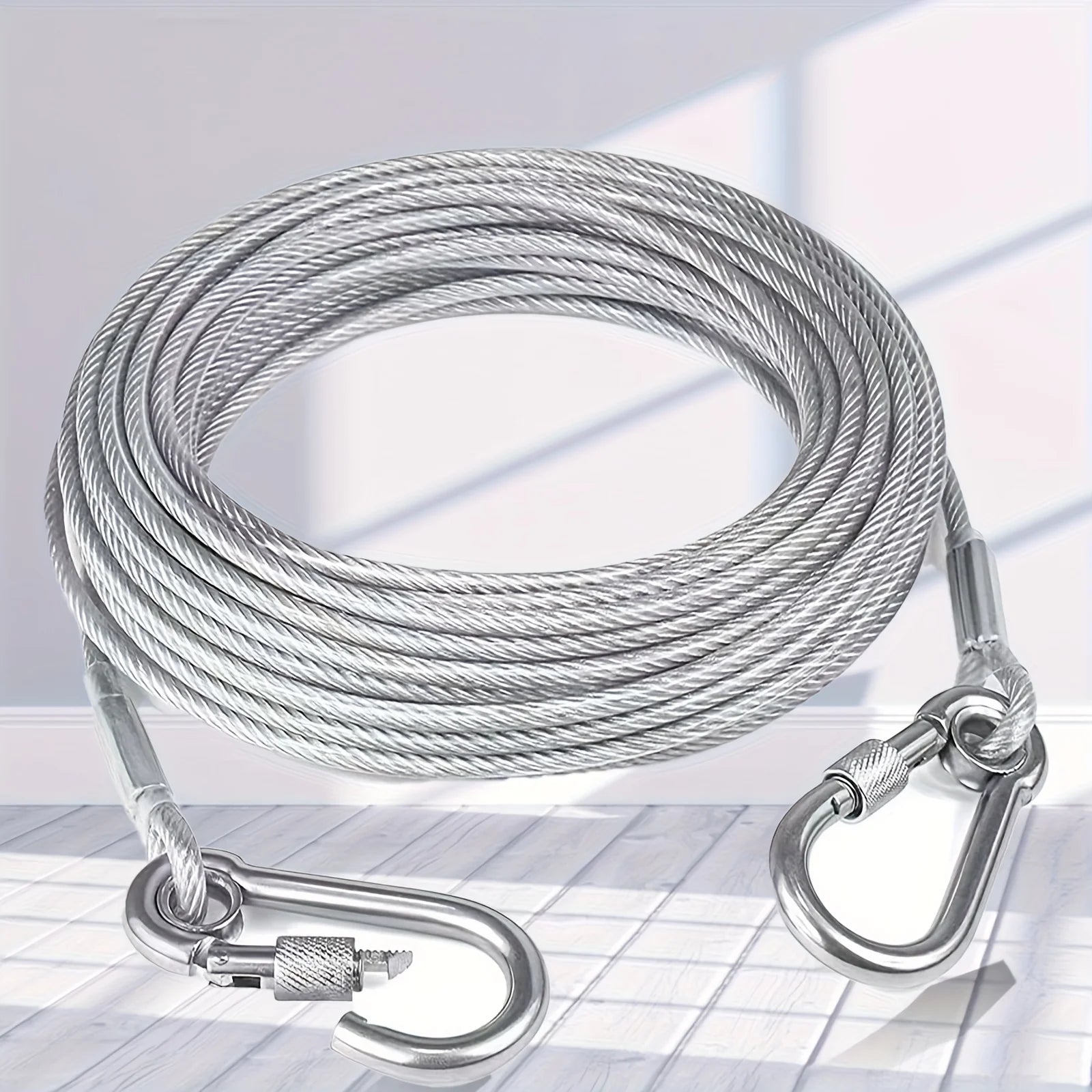 Outdoor Super Heavy Duty Wire Cable, Steel Wire Lead Leash with Stainless Dual Fix Buckle, Clothes Line Wires for Outdoor Qme