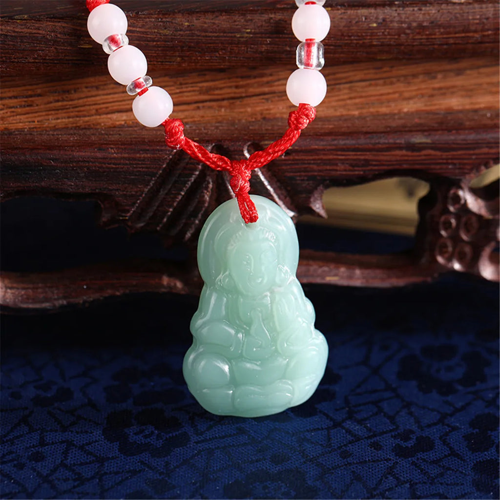 Maitreya Buddha Pendant Hand Woven Red Rope Necklace Fashion Guanyin Bodhisattva Lucky Necklace Women Religious Gifts Wholesale Qme
