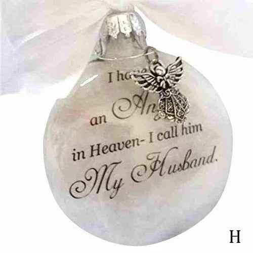 Christmas Tree Balls Commemorate Ornament Feather Ball Angel In Heaven Memorial Ornament Xtmas Tree Hanging In Memory of Mom Dad Qme My Husband 1pcs