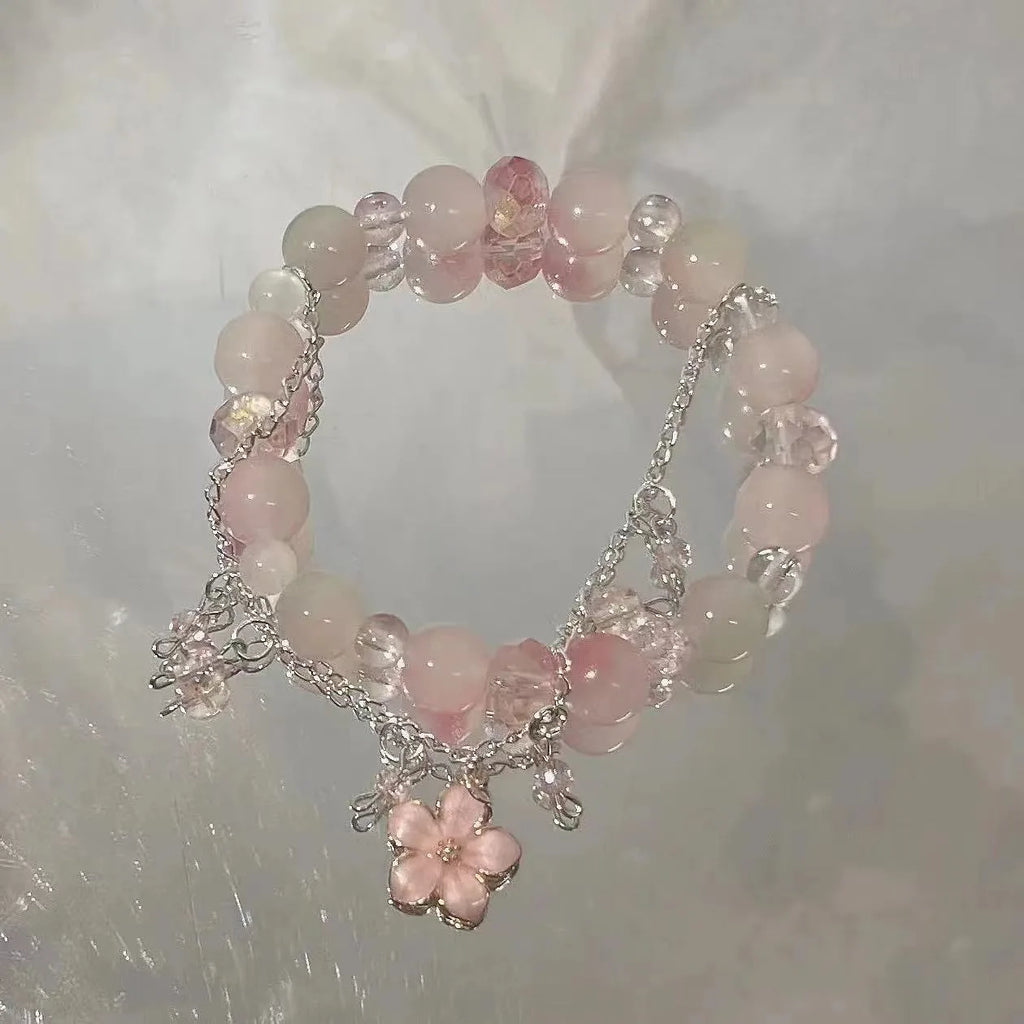 Wave Bracelet with Fairy-like Butterflies, Suitable for Women and Girls and Students Beaded Bracelet Girl Party Jewelry Gift Qme Pink Bracelet
