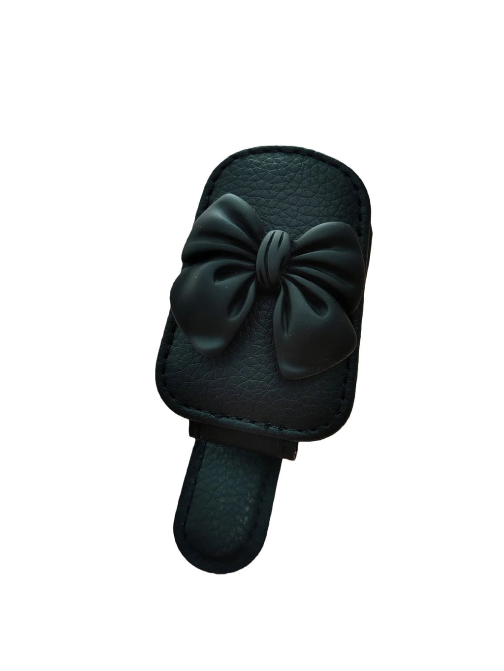 Car Sun Visor Glasses Clip Bow Cute Pink Interior Sunglasses Storage Qme black
