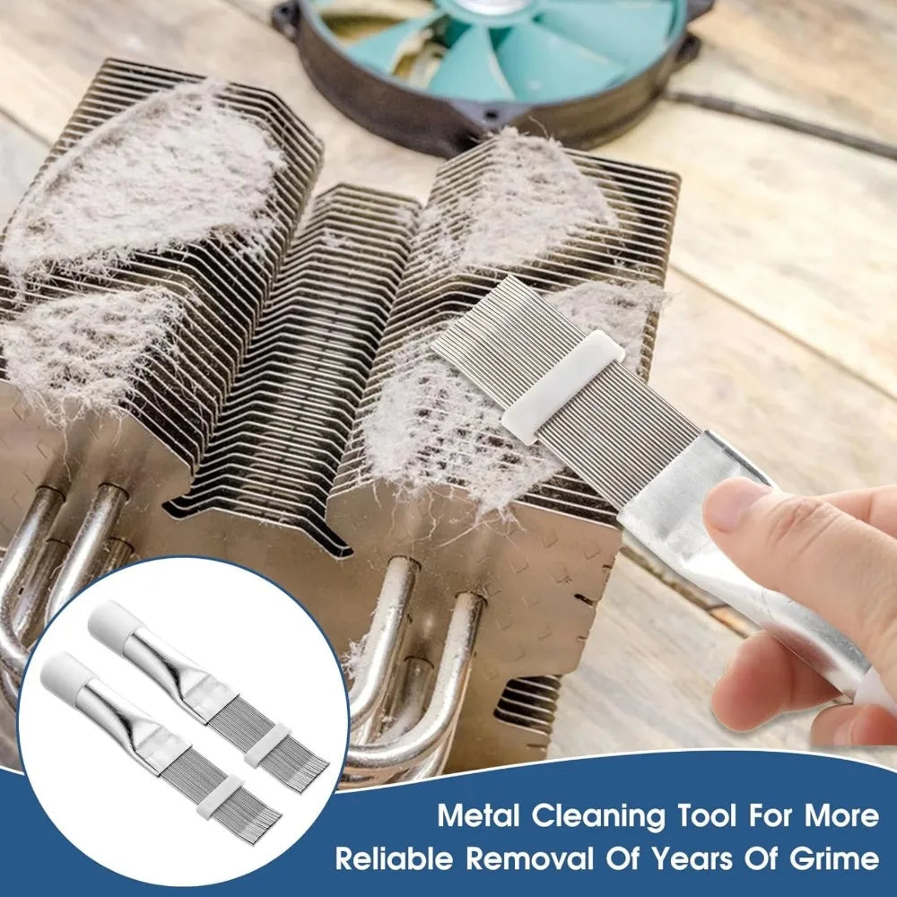 Air Conditioner Condenser Fin Cleaning Brush Universal A/C Condenser Cleaning Tools Stainless Steel Air Refrigerator Fin Brushs Qme