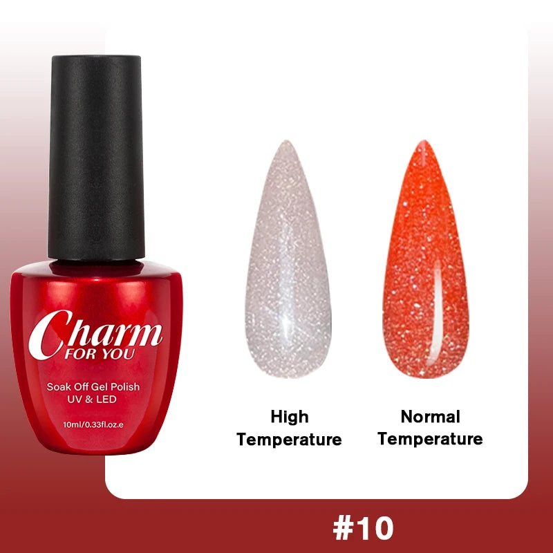 Thermochromic Diamond Glue Changing Nail Art Polish Sparkle Shimmer Qme 10