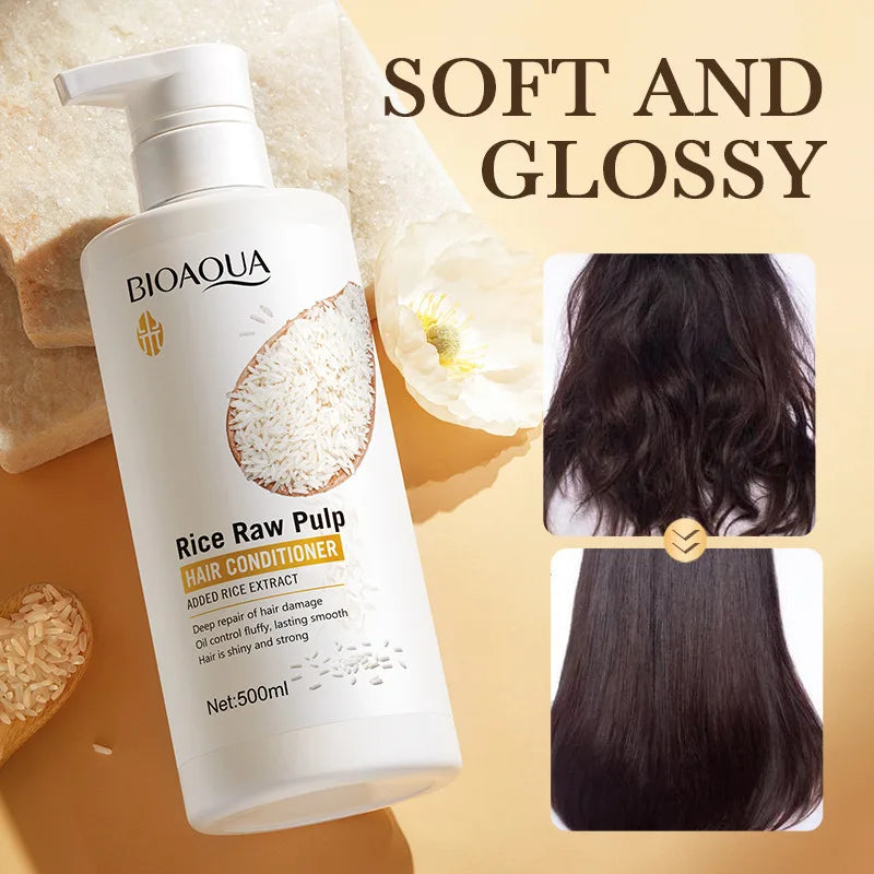 3-Piece Rice Shampoo Conditioner Body Wash Hair Cleansing Qme