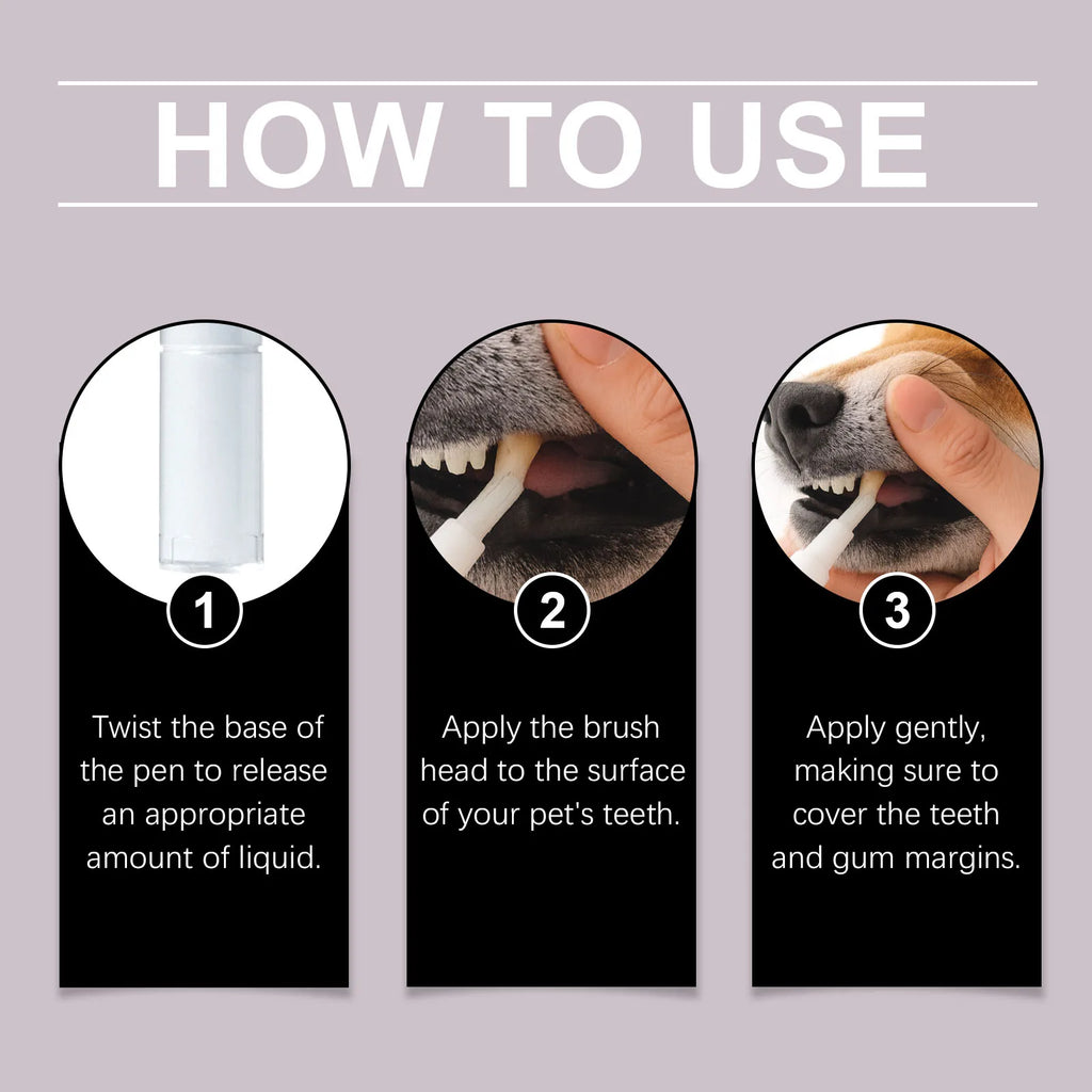 Pet Toothbrush Pen Thoroughly Cleaning Pet's Mouth Reduce Dental Plaque Accumulation Eliminate Oral Odors Pet Teeth Cleaning Pen Qme