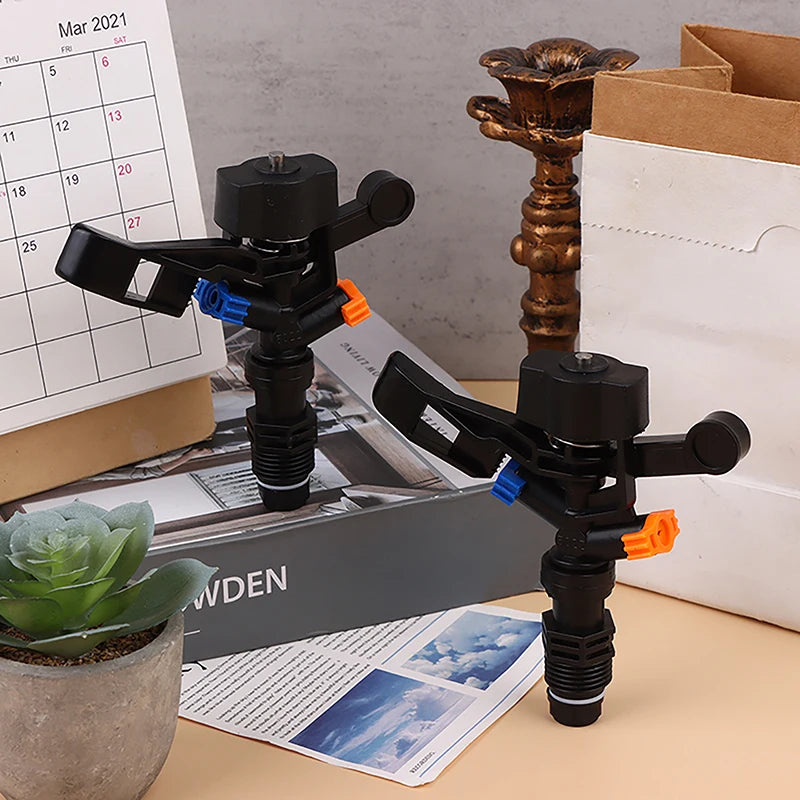 Lawn Irrigation Rotating Sprinkler 360 Degrees Auto-rotate Two Holes Water Spray Head Garden Yard Watering Sprinkler Nozzle. Qme