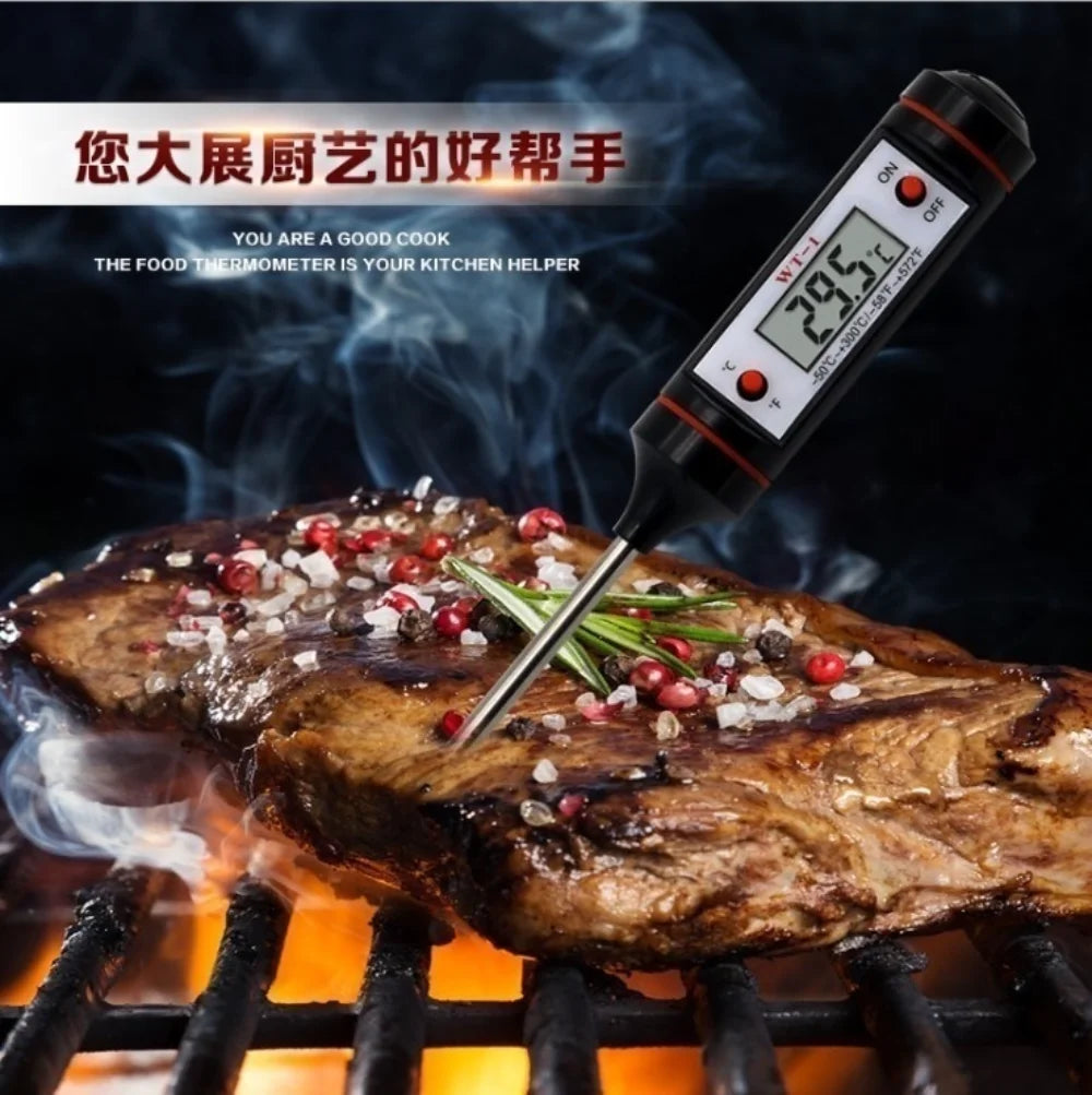 Digital Meat Thermometer Cooking Food Kitchen Probe Water Milk Oil Liquid Oven Digital Temperature Qme
