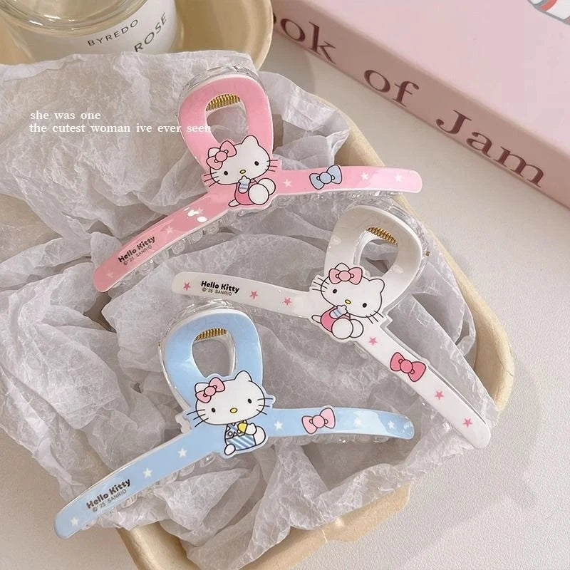 Hello Kitty Large Clamp Cartoon Hair Accessories Cute Hair Clips for Students Versatile Hair Clips and Headpieces Qme