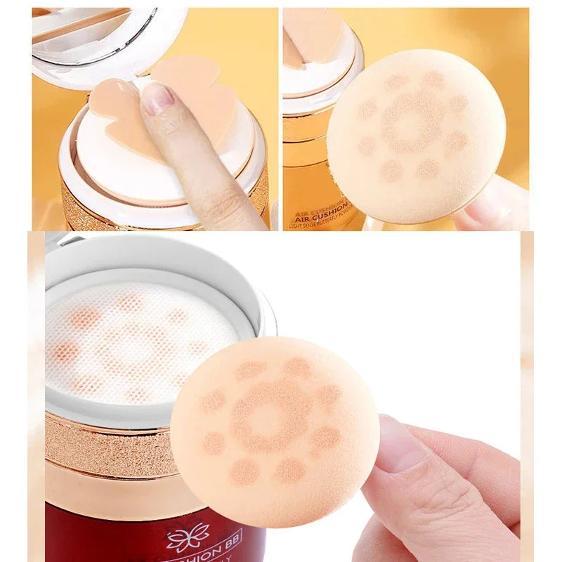 Air Cushion BB Cream Butterfly Powder Puff Moisturizing Foundation Concealer Whitening Oil-control Waterproof Makeup Cosmetics Qme