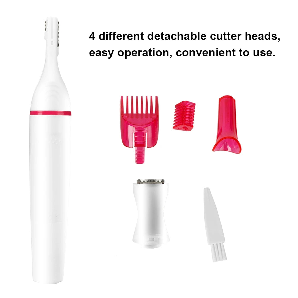 Women Eyebrow Trimmer 4-in-1 Electric Women Hair Eyebrow Nose Bikini Hair Trimmer Battery Not Included Electric Qme