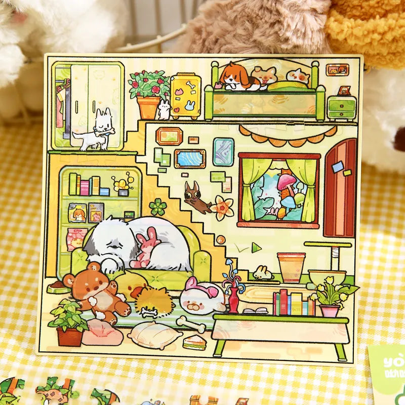 Cute Pets Theme 3D Landscape Stickers for Stress Relief DIY Craft Scrapbook Guitar Phone Case Notebook Decoration Qme