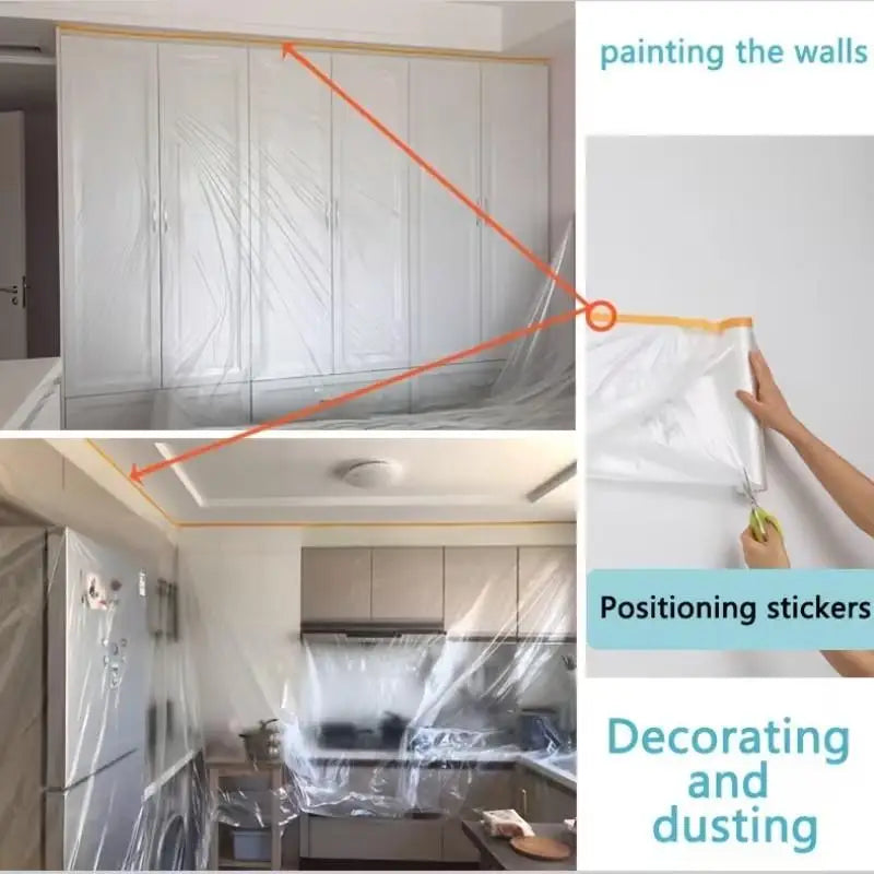 Plastic Pre-taped Masking Film Tape Car Body Furniture Floor Painting Qme