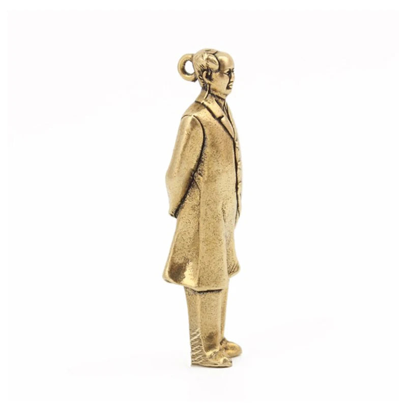 Copper Statue Collectable Chinese Brass Carved Mao Zedong Chairman Mao Exquisite Small Statues Free Shipping. Qme