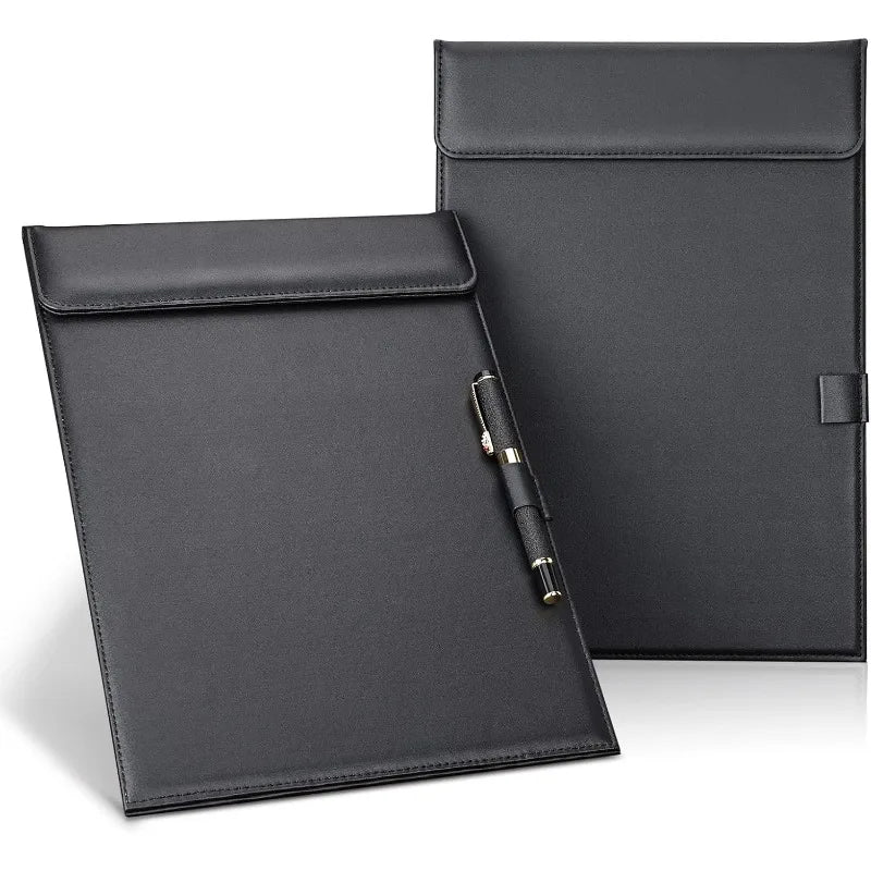 A4 Clipboard Folder Work PU Leather File Clip Document Holder Qme