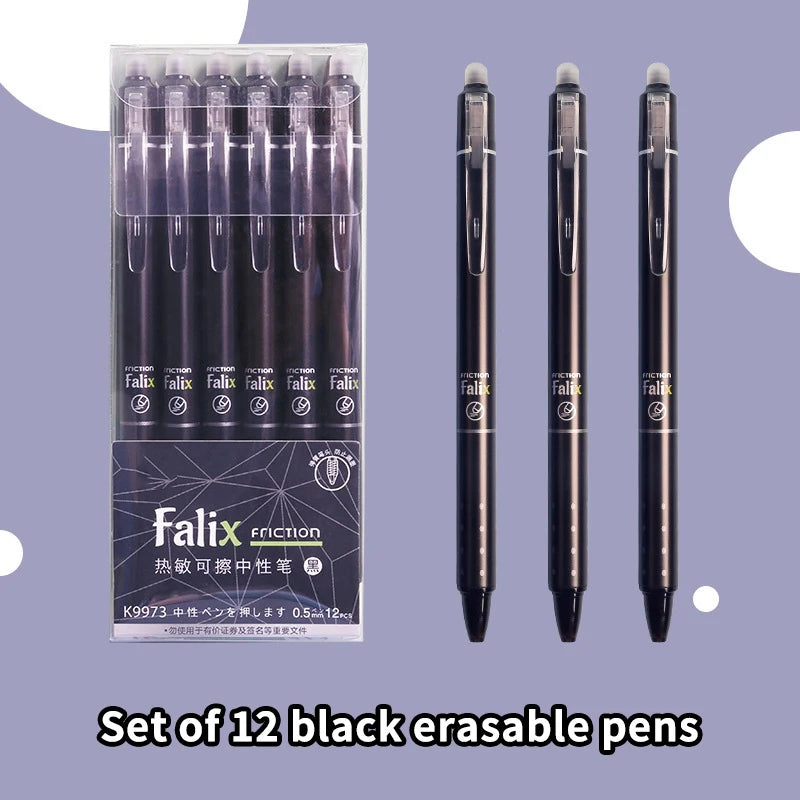 Erasable Gel Pen Press Ballpoint School Office Stationery Supplies Qme Black