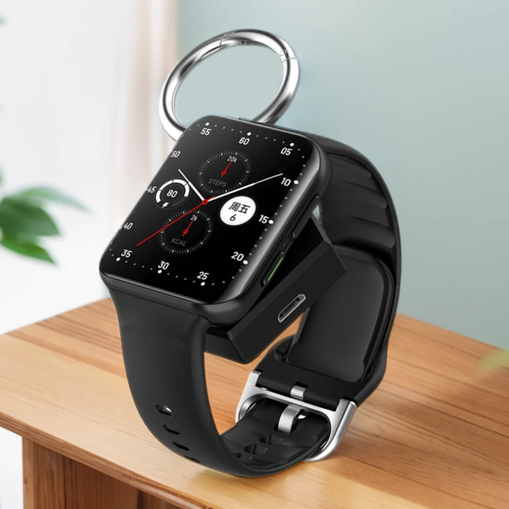 Magnetic Portable Charger Replacement Charger Dock with Keychain Type-C/Micro Port for Oneplus Watch2 OPPO Watch Qme