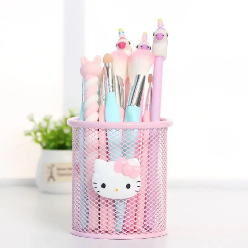 Cute Hello Kitty Metal Desktop Pen Holder Decorative Storage Box Qme 1