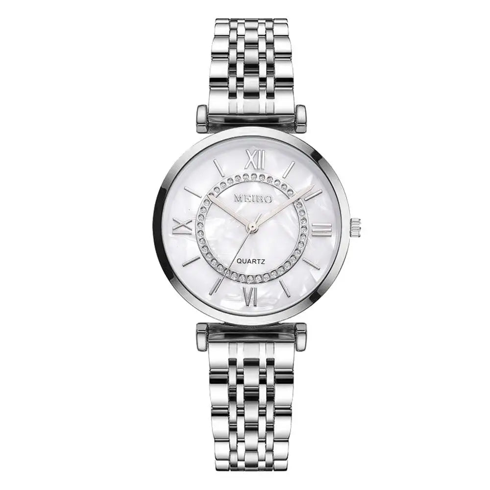 Luxury Crystal Women Bracelet Watches Top Brand Fashion Diamond Ladies Quartz Watch Steel Female Wristwatch Montre Femme Relogio Qme Silver