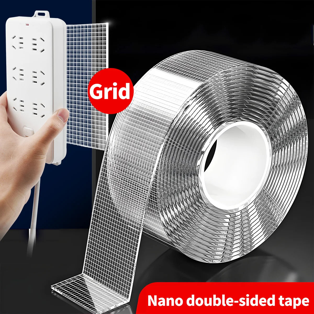 5m Nano Double-Sided Adhesive Tape - Ultra-Strong adhesion， Clear, Removable & Waterproof - Heavy-Duty, Extra Sticky Strip for E Qme