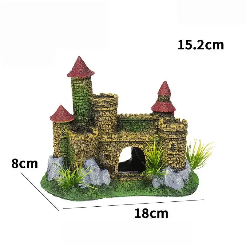 Landscaping Resin Rockery Aquarium Home Craft Creative Castle Shape Qme 18CM