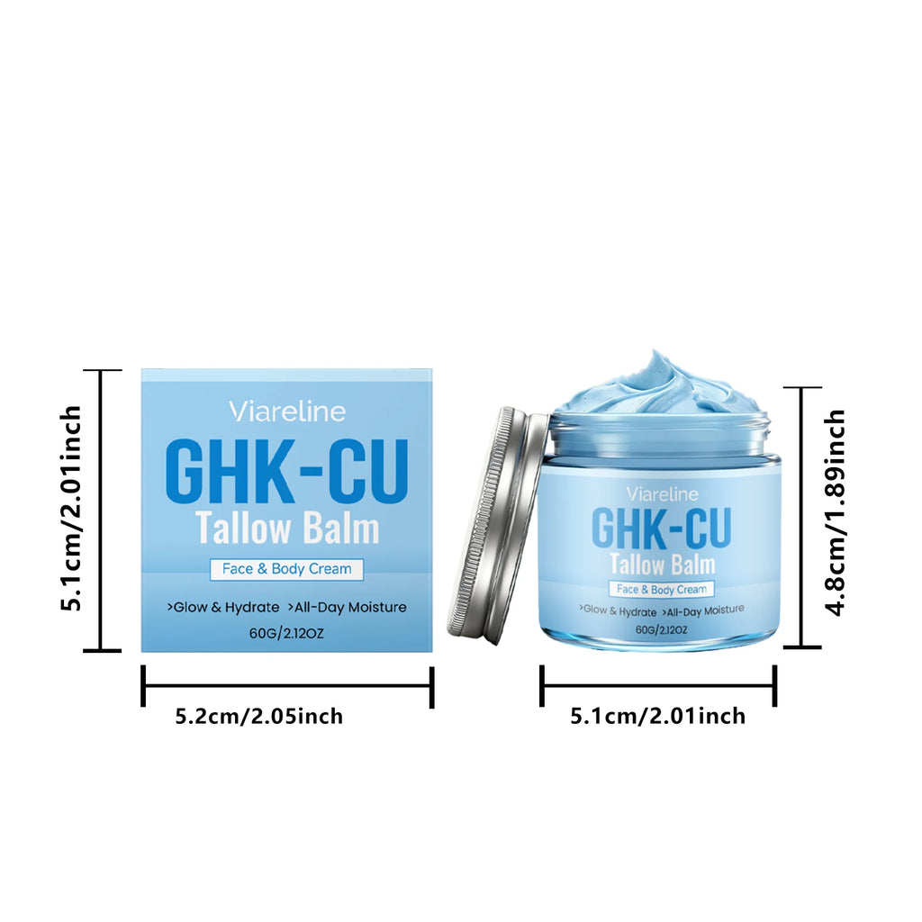 Natural GHK-CU Copper Peptide Tallow Balm for Face Body Firming Hydrating Brightening Moisturizer for Mature Dry Sensitive Skin Qme 60g Boxed