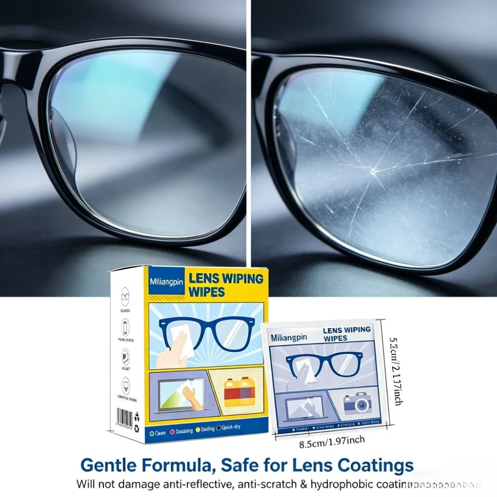 Anti-fog Glasses Cleaning Cloth, Removes Dust/Oil Mist, Long-lasting Anti-fog Without Blurring, Streak-free After Wiping Qme
