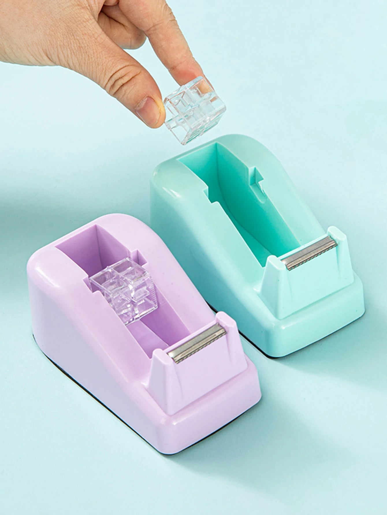 Large Tape Cutter Macaron-colored Desktop Plastic Tape Holder, Office Supplies,School DIY Crafts, Journal Making, Tape Dispenser Qme