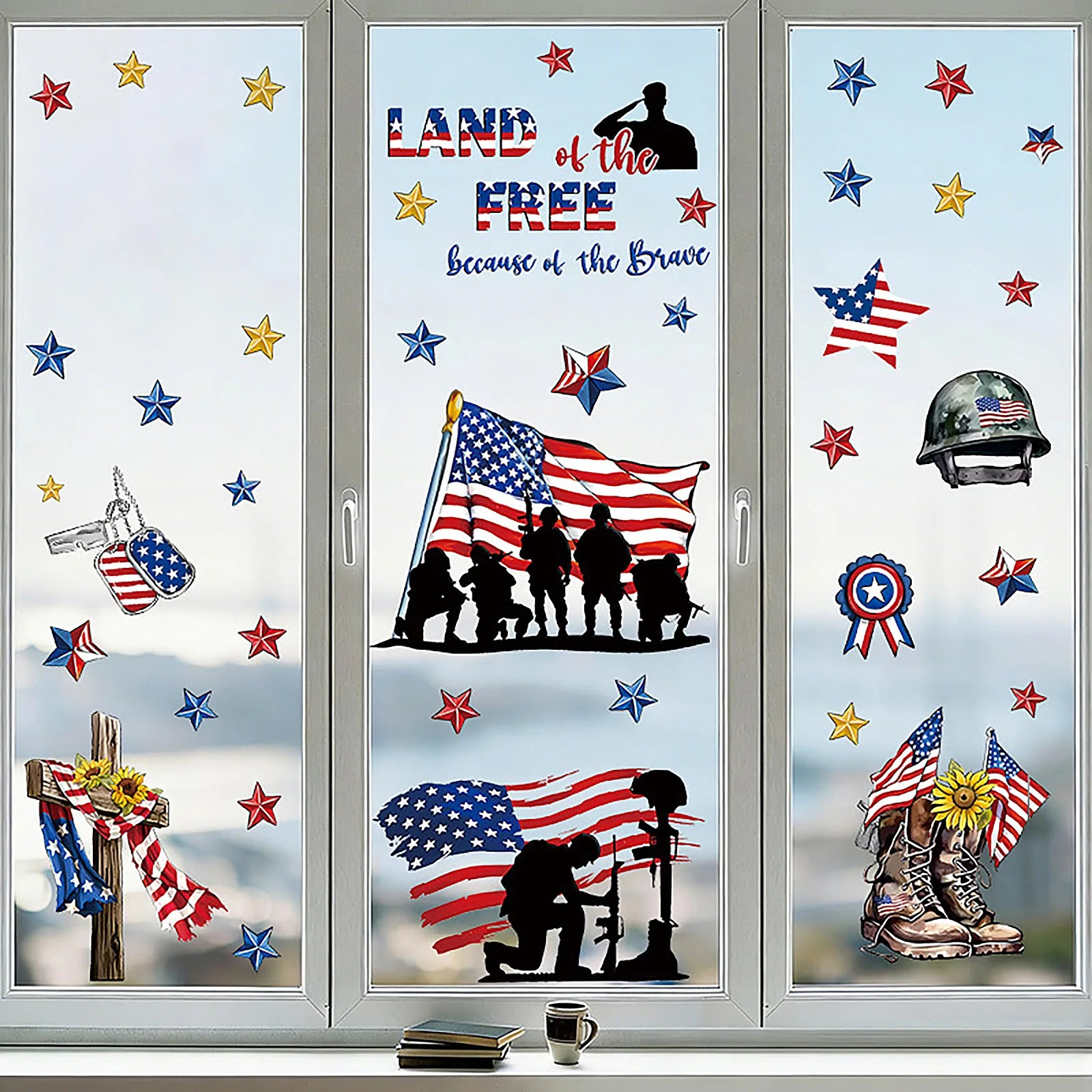 American Independence Day Victory Theme Patten Stickers Glass Window Display Stickers Holiday Party DIY Decorative Supplies Qme