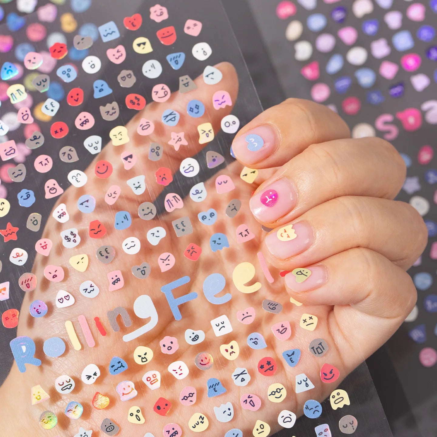 8 Sheets/4 Pack Cute Mini Emotion Emoji Stickers, Nail Stickers for DIY Scrapbooking, Photo Frame Collage Material Decoration Qme