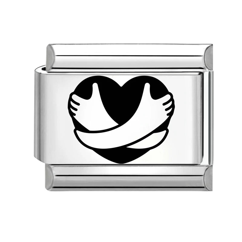 Creative Laser Engraving Taichi Eyes Sunflower Cats Birds Italian Charm Links Fit 9MM Stainless Steel Bracelet DIY Making Gift Qme Style 29