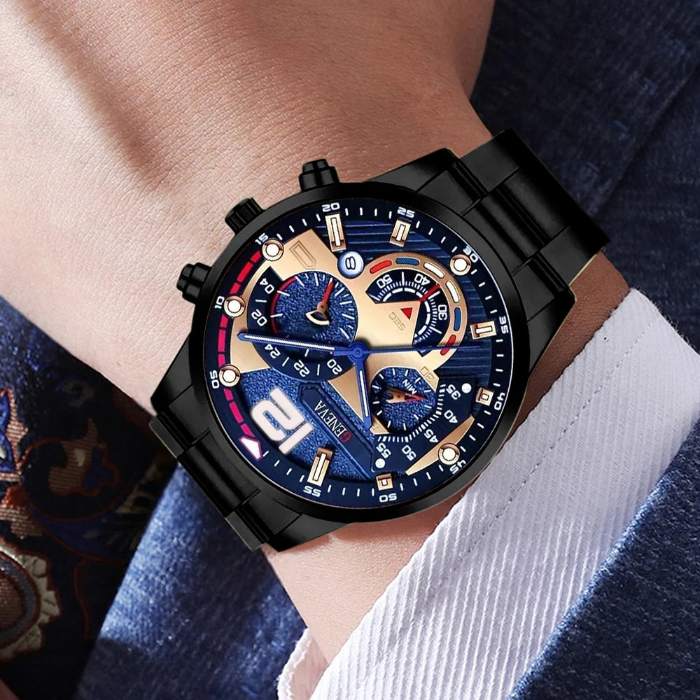 3PCS Men's Watch Set Business Trend Fashion Classic Quartz Watch Suitable for Daily Clothing Matching or Holiday Gifts Qme