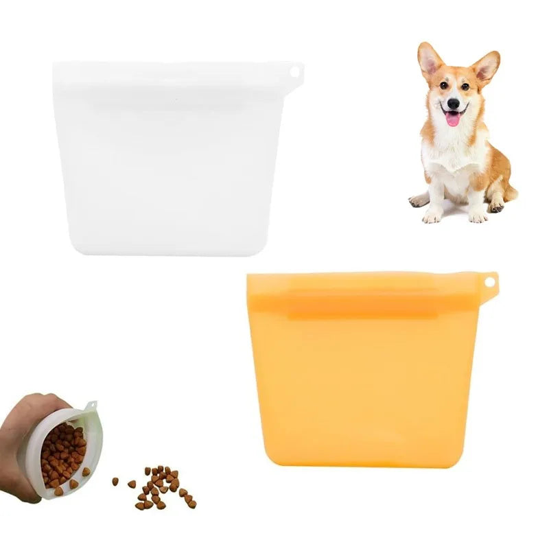 Dog Snack Mini Training Bag, 4-ounce Silicone Waterproof Storage Bag, Portable Outdoor Snack Storage Bag Qme