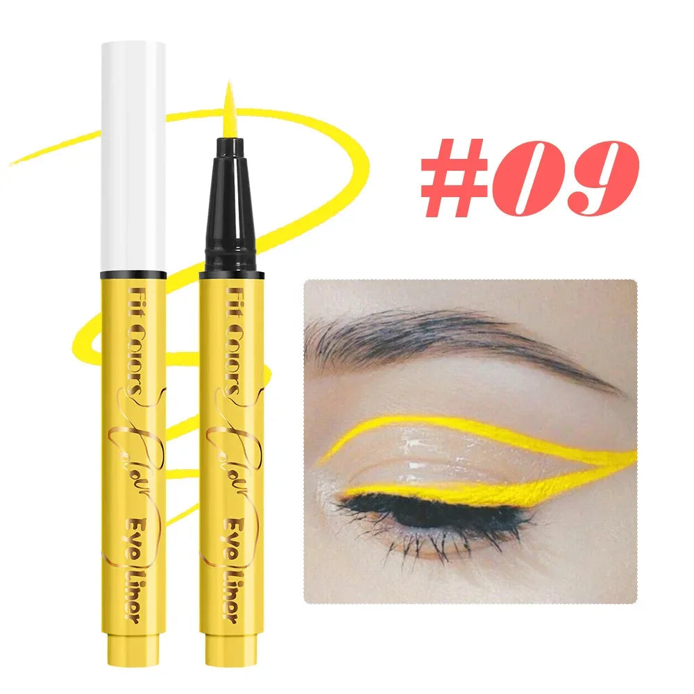 12Colors Liquid Eyeliner Neon Colored Halloween Liner Eyeliner Pen Waterproof UV Blacklight Fluorescent Face Body Paint Makeup Qme 09