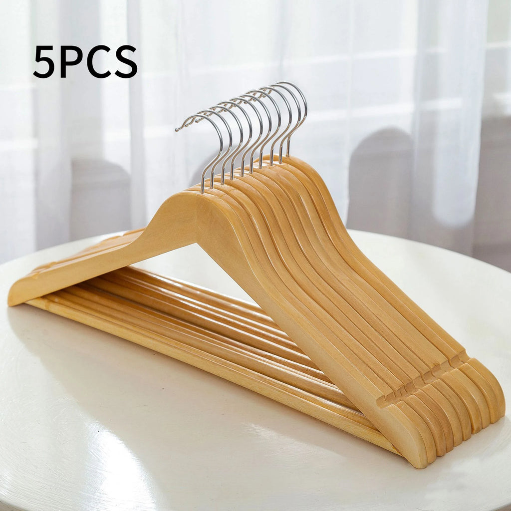 5PCS/10PCS/20PCS/30PCS Solid Wood Hangers Wooden Clothes Hangers Seamless Wood Clothes Hangers Home Organizer Qme 5PCS