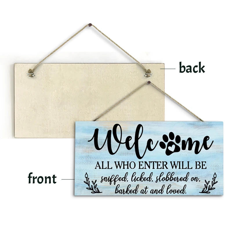 Rustic Welcome Wall Hanging Decor Wood Art Plaques Sign Door Sign for Home Living Room Front Door Decor Qme