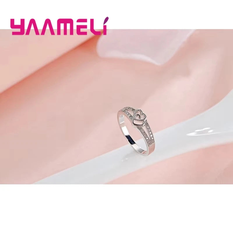 925 Sterling Silver Color Ring Simple Sweet Romantic Style Lover Gifts Cross Love Shape For Women Engagement Ceremony Jewelry Qme