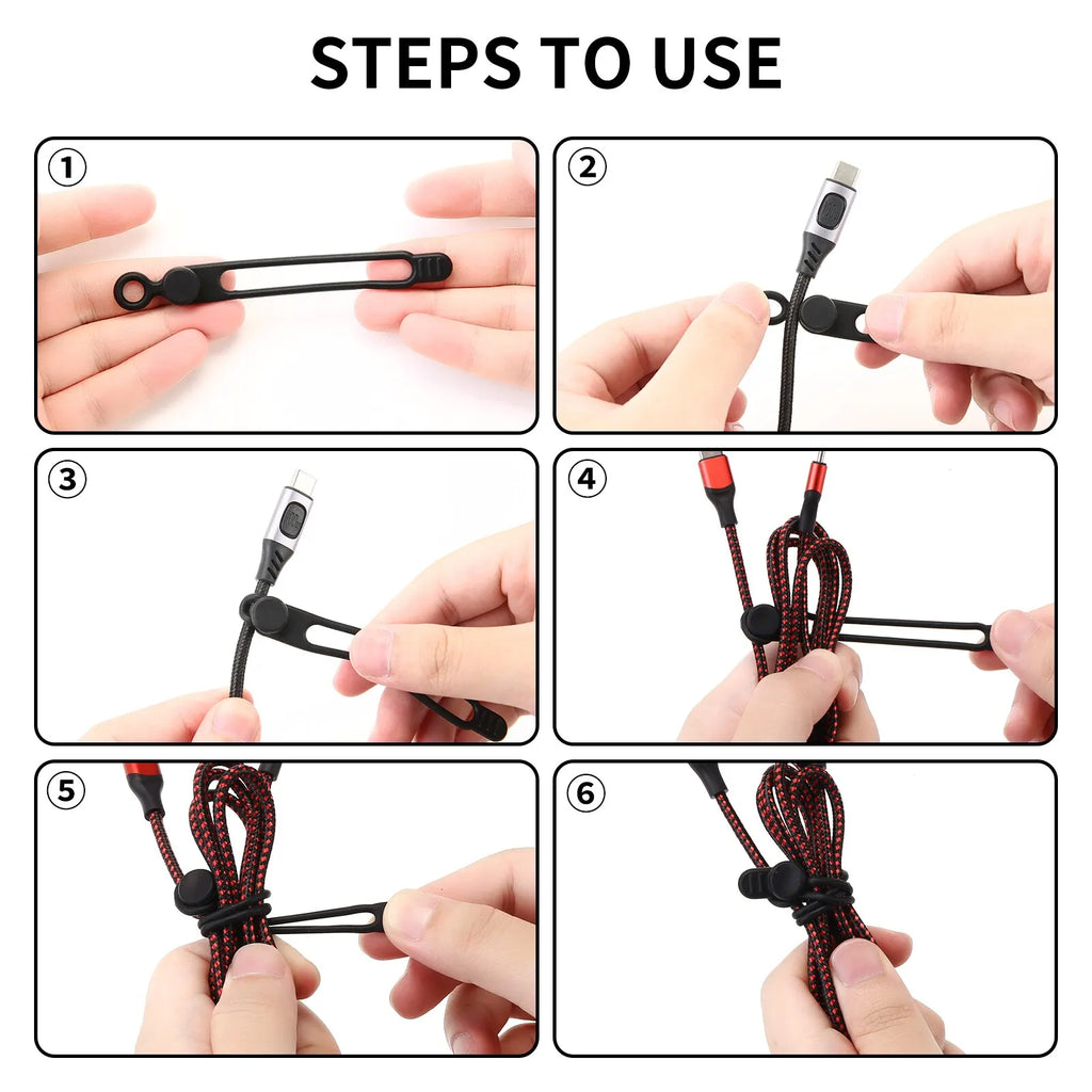 Silicone Cable Ties,Cord Organizer,Cable Straps,Reusable Cord Ties,Travel Cable Organizer ,Cute Elastic Tie, Wire Ties Qme