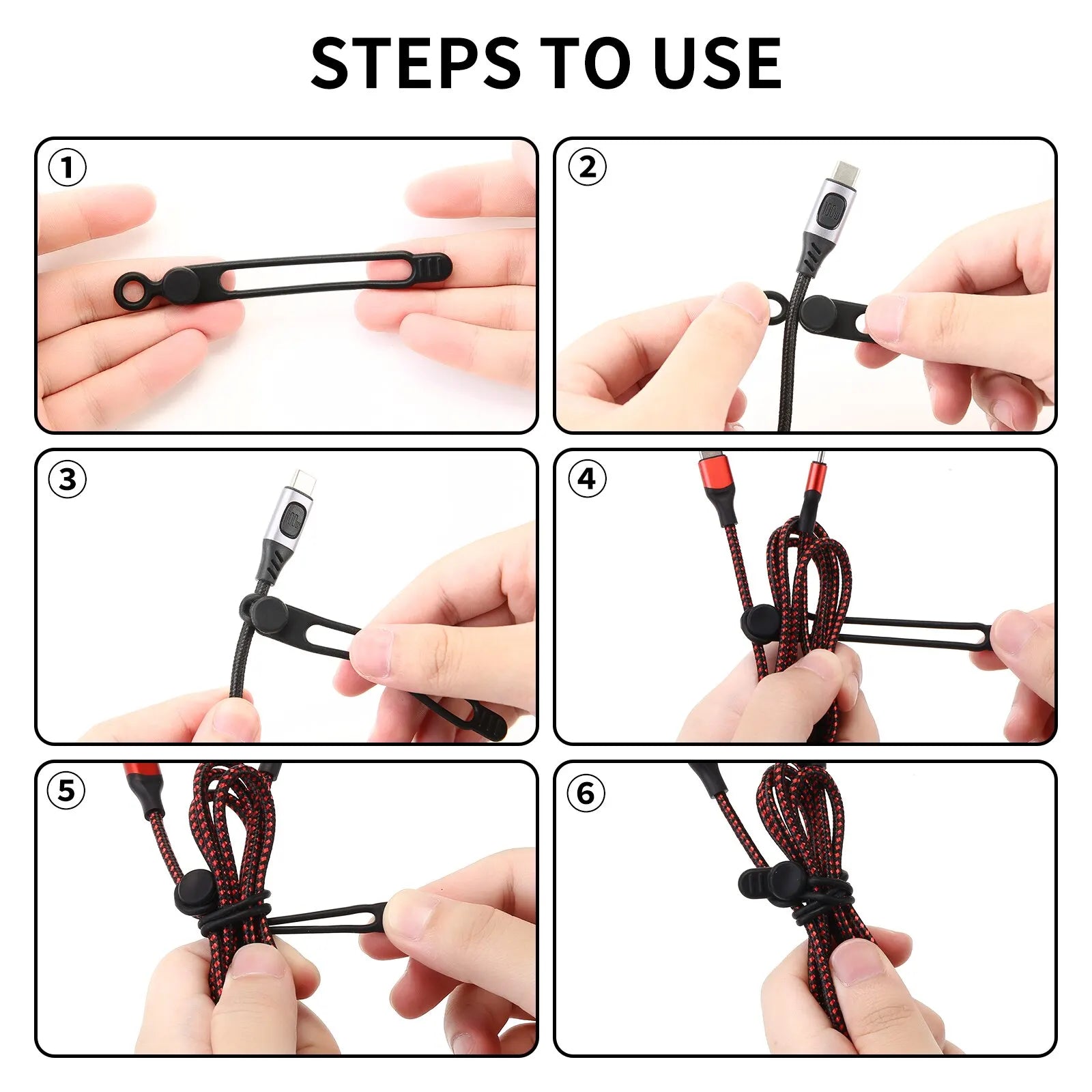 Silicone Cable Ties,Cord Organizer,Cable Straps,Reusable Cord Ties,Travel Cable Organizer ,Cute Elastic Tie, Wire Ties Qme