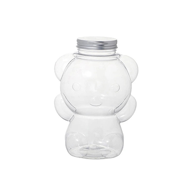 Homemade Drinks Sealed Plastic Cup Big Head Bear Transparent Juice Qme