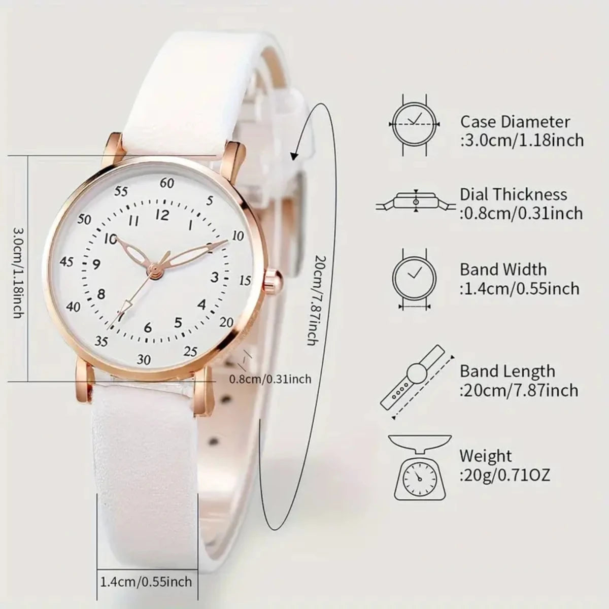 6 Pçs/set Relógio de Quartzo Feminino Moda Mostrador Árabe Pulseira de Couro Relógio de Quartzo Conjunto de Jóias (Sem Caixa) Qme