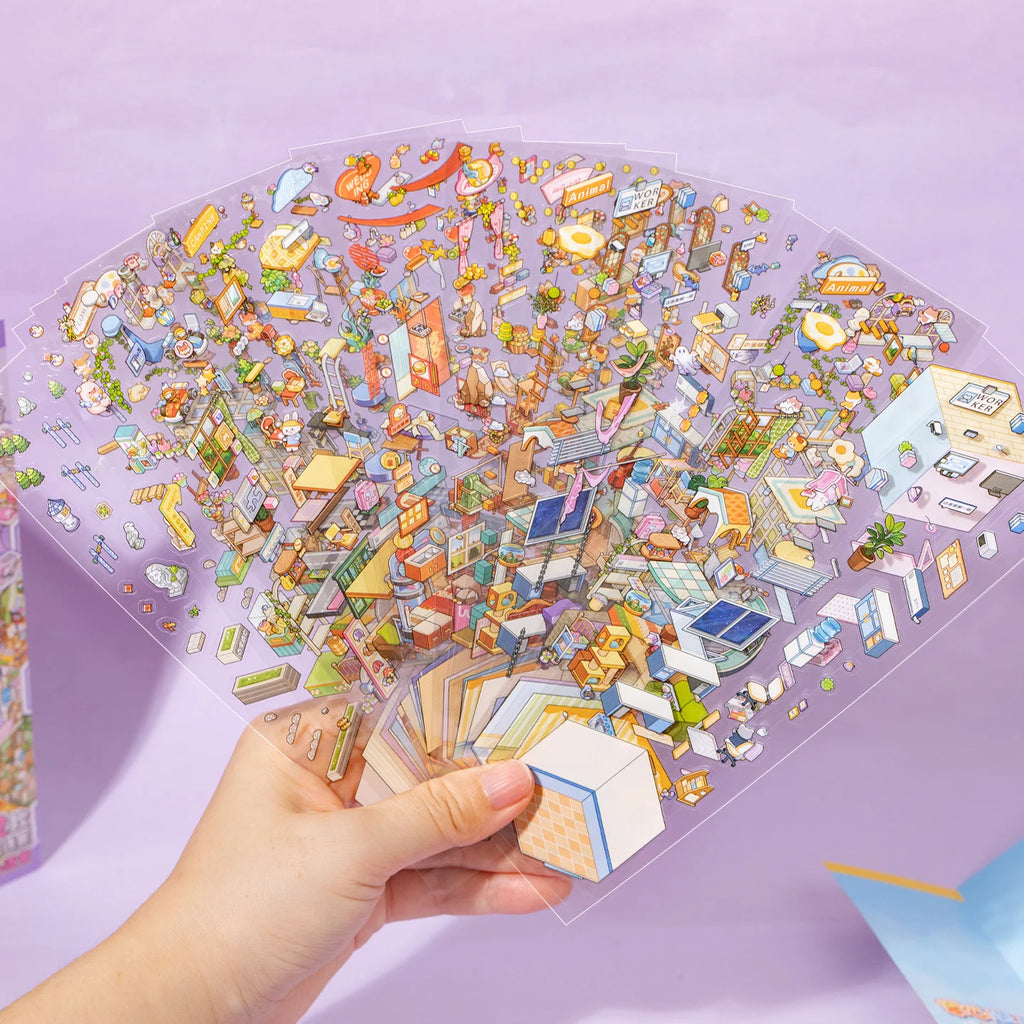 13 Sheets/Book Mini Cute Micro Landscape Stickers for DIY Scrapbooking Phone Case Decoration Student Reward Arts and Crafts Qme