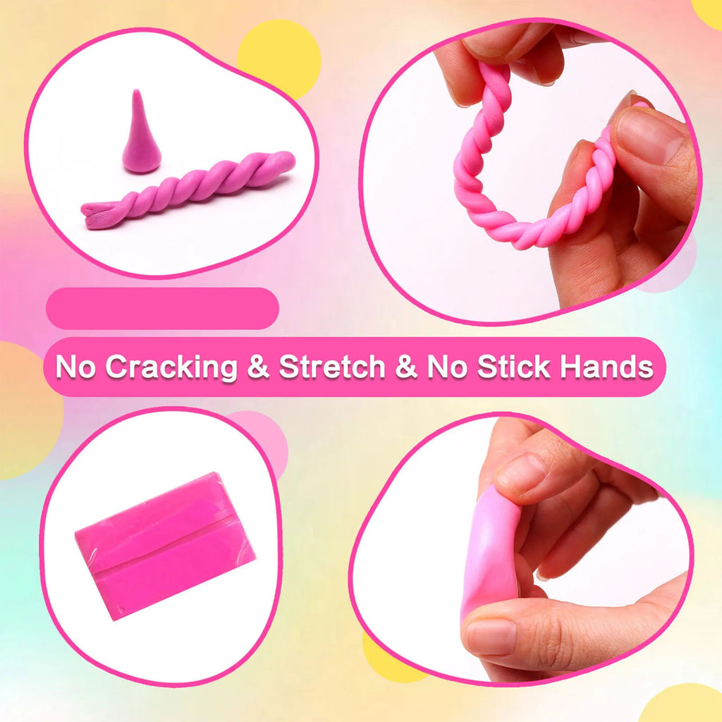 24 Colors Non-Toxic Polymer Clay Set Stone Plastic Non-Baking Dried Handmade DIY Material Clay Starter Kit for Artists Beginners Qme