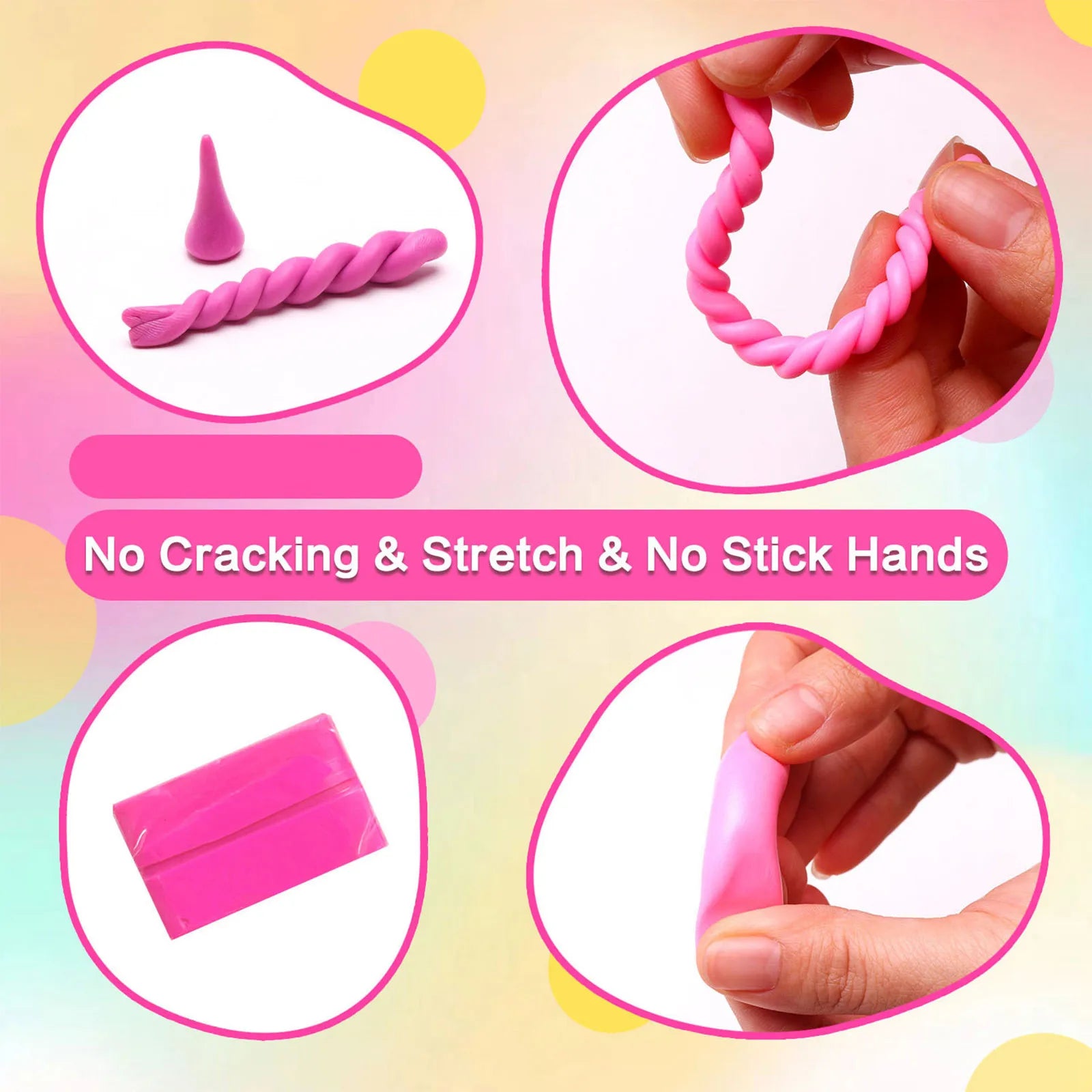 24 Colors Non-Toxic Polymer Clay Set Stone Plastic Non-Baking Dried Handmade DIY Material Clay Starter Kit for Artists Beginners Qme